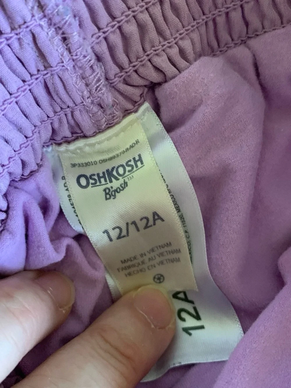 OshKosh B'gosh Lavender High-Waist Smocked Shorts